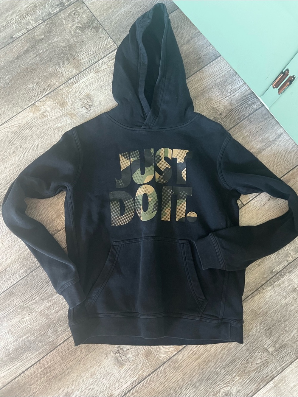 Nike Black Hoodie with White Logo Tag